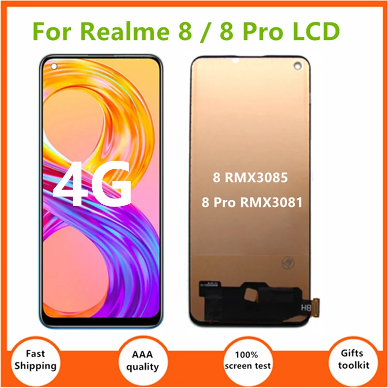 

For Realme 8 Pro RMX3081 LCD Display Screen 6.4inch ; Realme 8 4G RMX3085 Screen 8pro RMX3081 Display Touch Panel Part replace