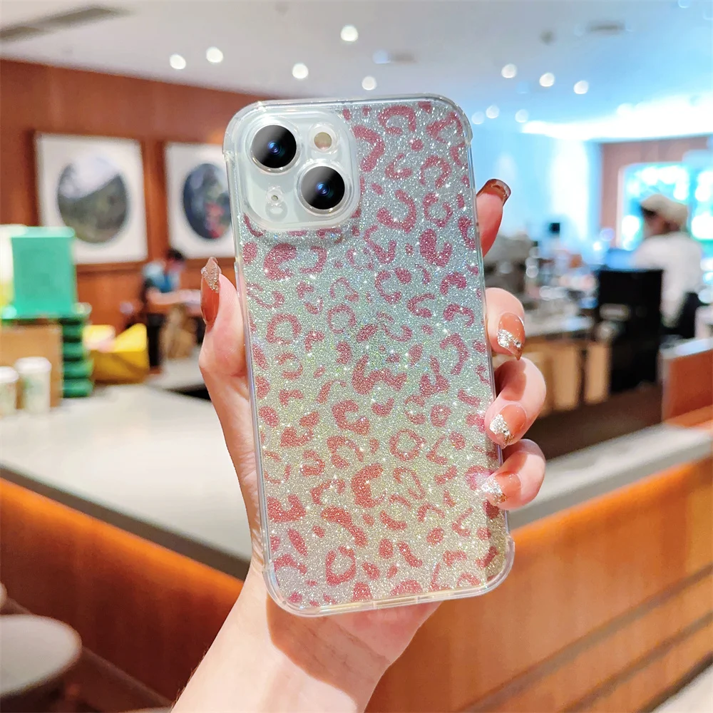 „Lase Leopad“ apsauginis telefono dėklas, skirtas „iPhone 15“, 14, 13, 12, 11, „Po Max Mini XR XS X 7 8 Plus“ ir atsparus smūgiams, minkštas TPU dėklas._voghion.com