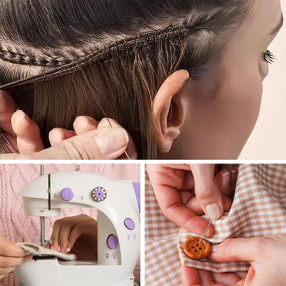 3 rotoli/5 rotoli di fili per tessitura di capelli, utilizzabili per cucire a mano extension di capelli, realizzare parrucche fai da te (nero, marrone, marrone scuro, kaki) - immagine 6