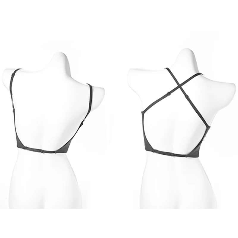 Invisible Push Up Bra Backless Women Bras Low Cut Sexy Plunge Brassiere Open Back Wedding Underwear Seamless Deep U Lingerie