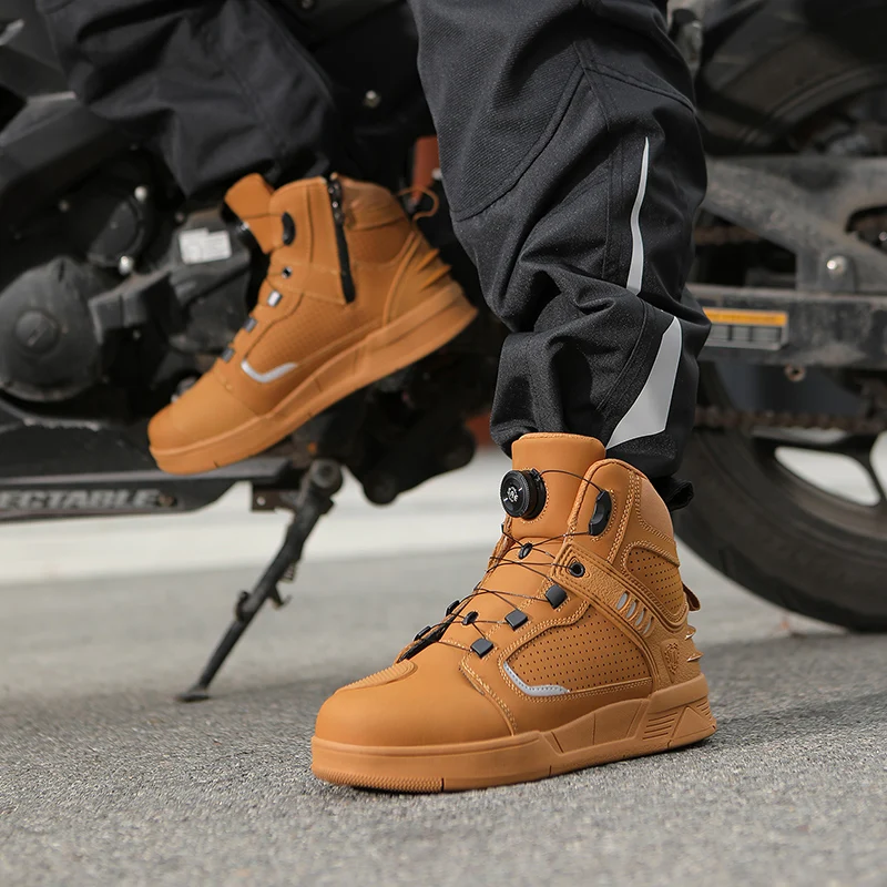 Motorcycle protective boots men four season cycling off-road short boots casual fashionable commuting anti slip riding