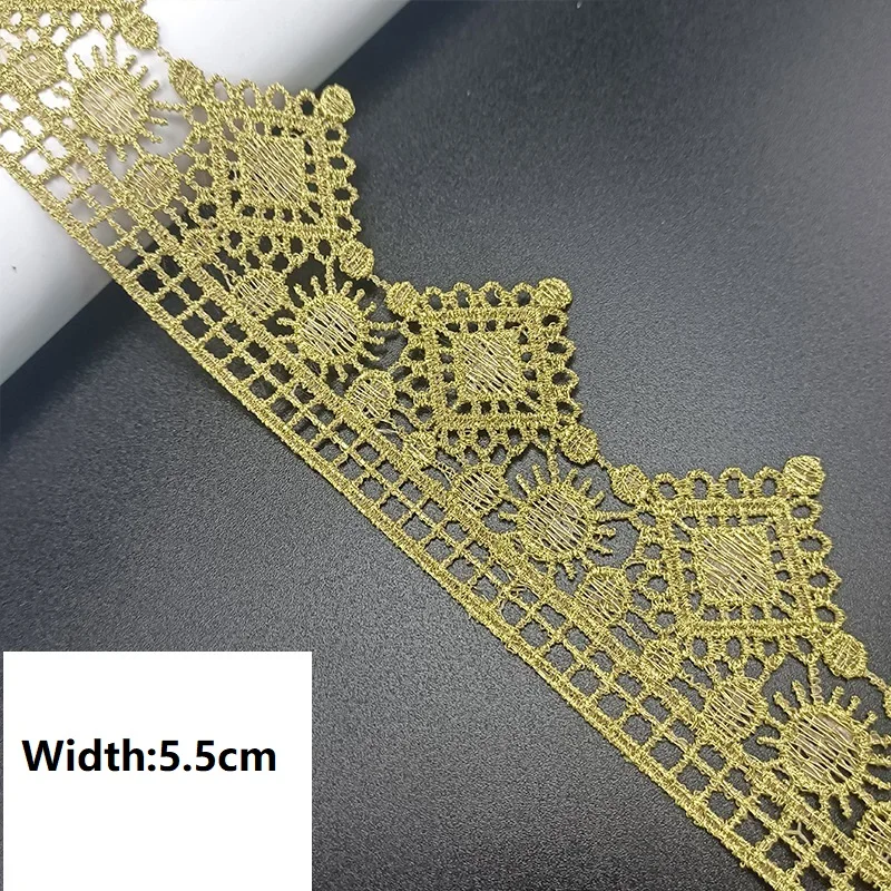 5 Yards hochwertiger hübscher goldener Spitzenbesatz, geflochtener Spitzenstoff, DIY-Kleidungszubehör, Rock, Ausschnitt, Stickerei, Spitzenbesatz – Detail 7
