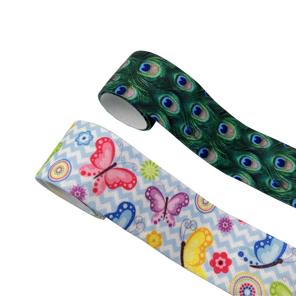 

25mm 38mm 1 Meter/Lot Feather Butterfly Print Garment Waist Elastic Webbing DIY Apparel Band Bags Strap Sewing Accessories