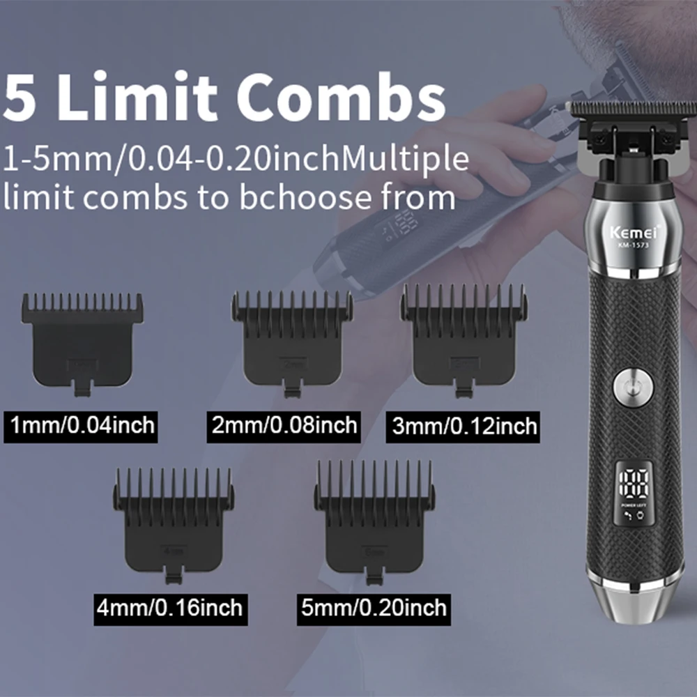 Kemei الرجال مقص الشعر الكهربائية USB قابلة للشحن...