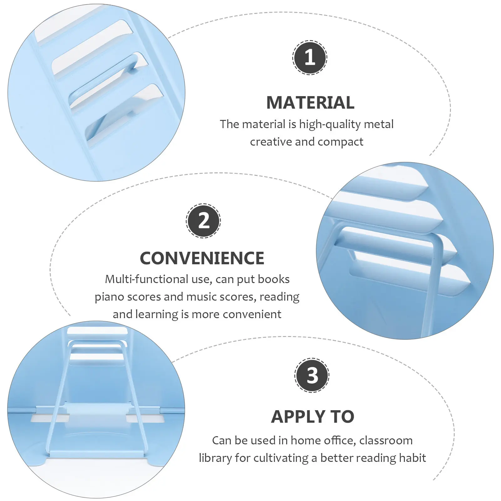 1Pcs 독서 스탠드 금속 튼튼한 A5 사이즈 독서 책장 다기능 데스크탑 음악 스탠드 홈 오피스 교실