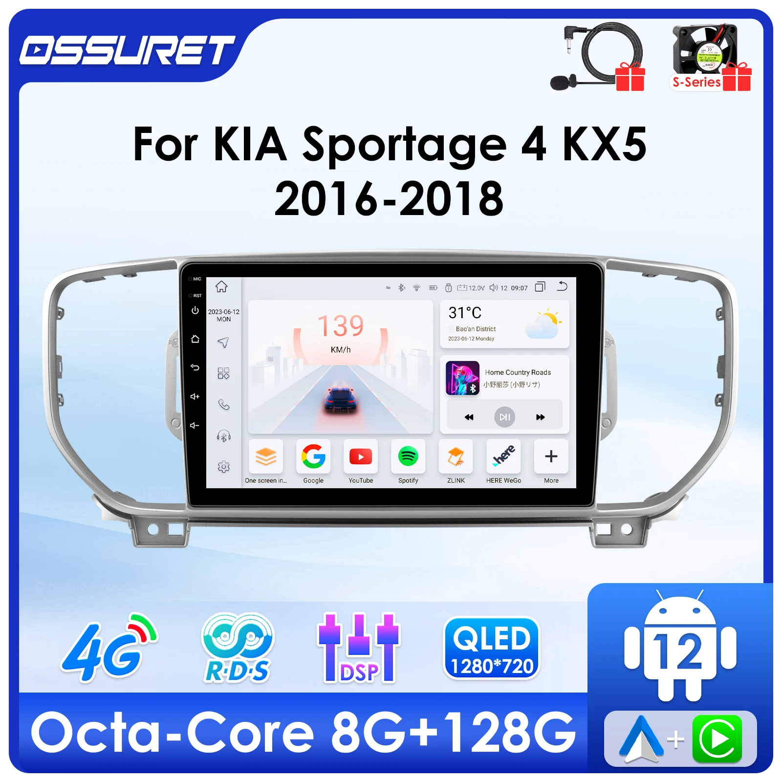 

For Kia Sportage 4 KX5 2016-2018 Android Car Auto radio Multimedia Video player 4G WIFI Carplay 7862 GPS navi Stereo 2din Screen