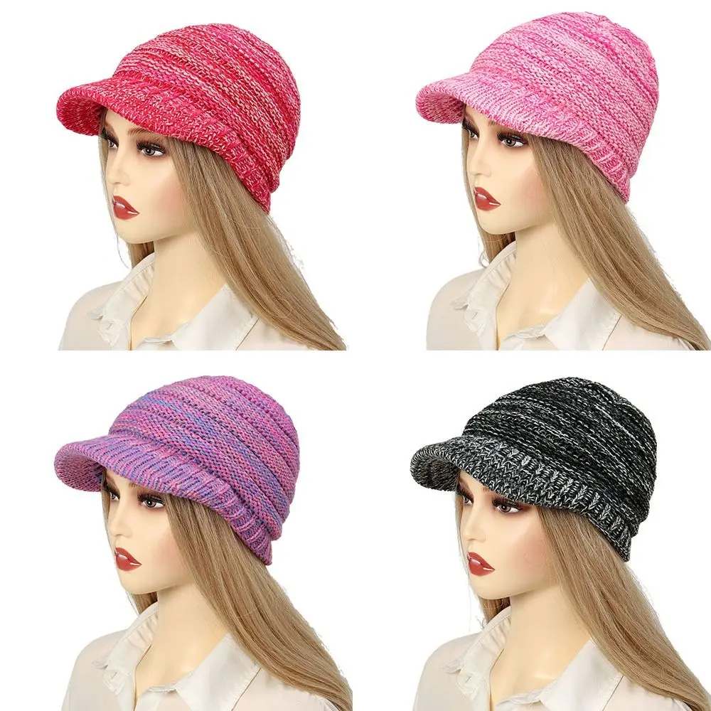 

Warm Colorful Hair Money Brim Pullover Hat New Thickened Acrylic fiber Thermal Thick Cap Ear Protection Ear Warmers Cap Winter