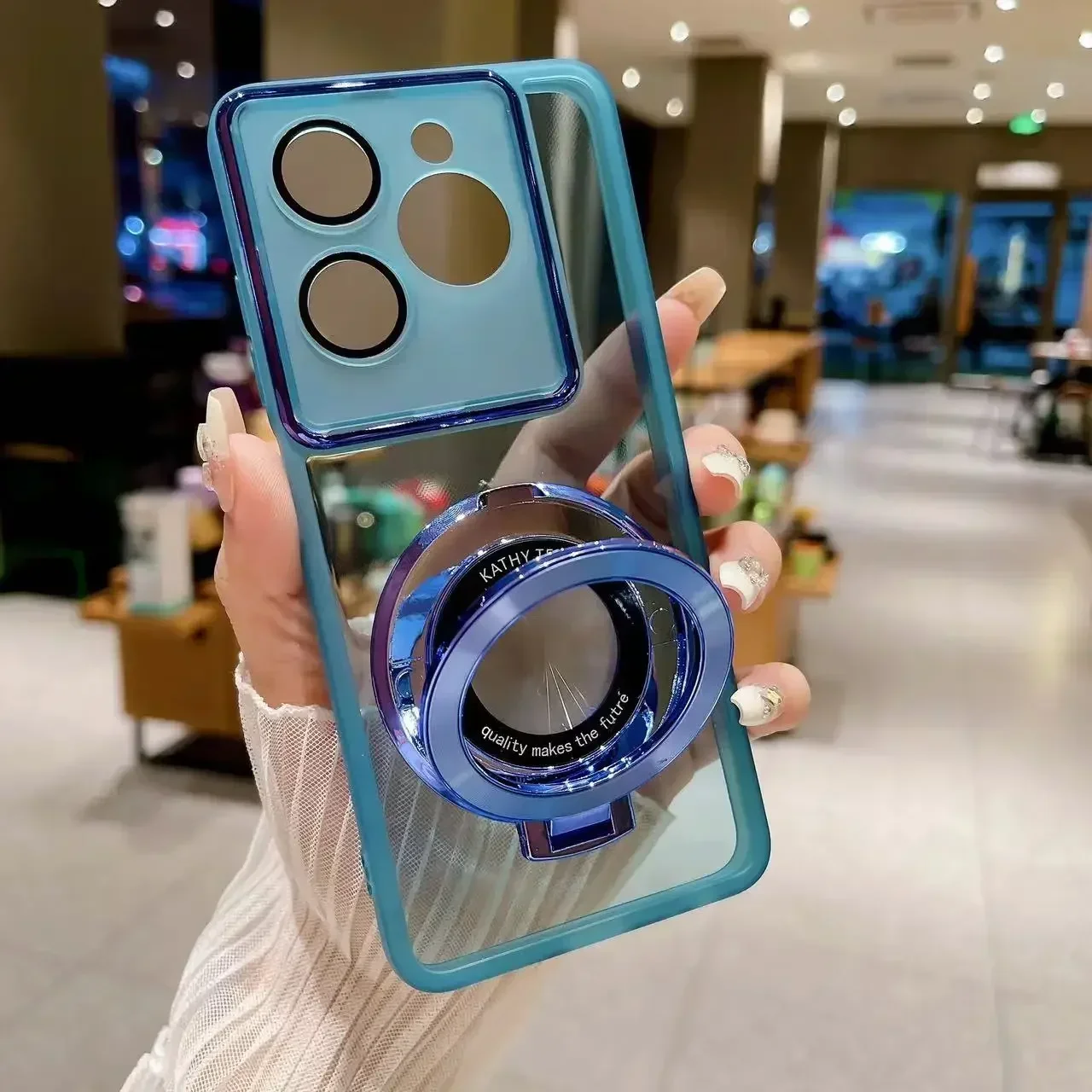 Transparent Magnetic Ring Stand Phone Case with Bracket Holder