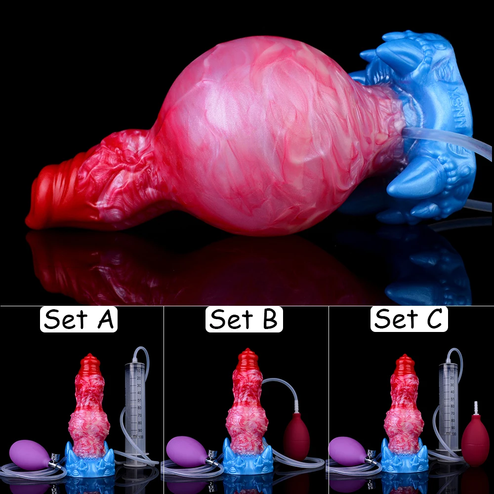 NNSX Fantasy Anal Plug Dog Dildo Inflatable Big Knot Penis Squirting Masturbator Ejaculation Dick Adult Sex Toys For Women Men