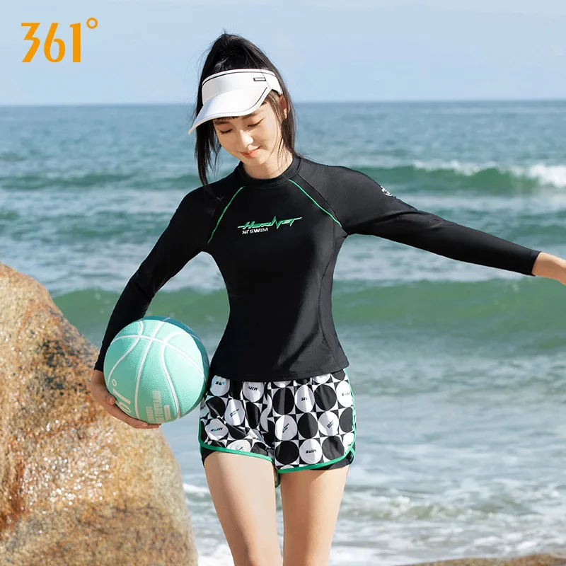 361 Donne 2 Pezzi Professionale Impermeabile Atletica Surf Spiaggia Costume Da Bagno Manica Lunga Sport All'Aria Aperta Costume Da Bagno Costume Da Ba