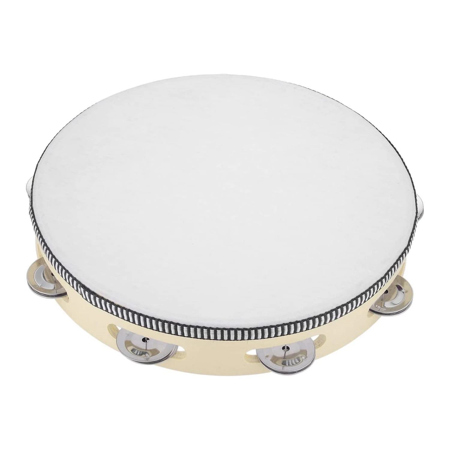 Tambourine for Adults 4 6 8 10 Inch Hand Held Drum Bell Birch Metal Jingles Percussion Gift Musical Educational Instrument