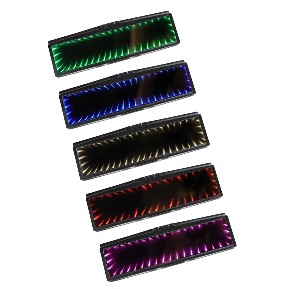JDM 레이싱 카, 조정 가능한 LED 무한 미러, 수정용 3D LED 자동차 백미러