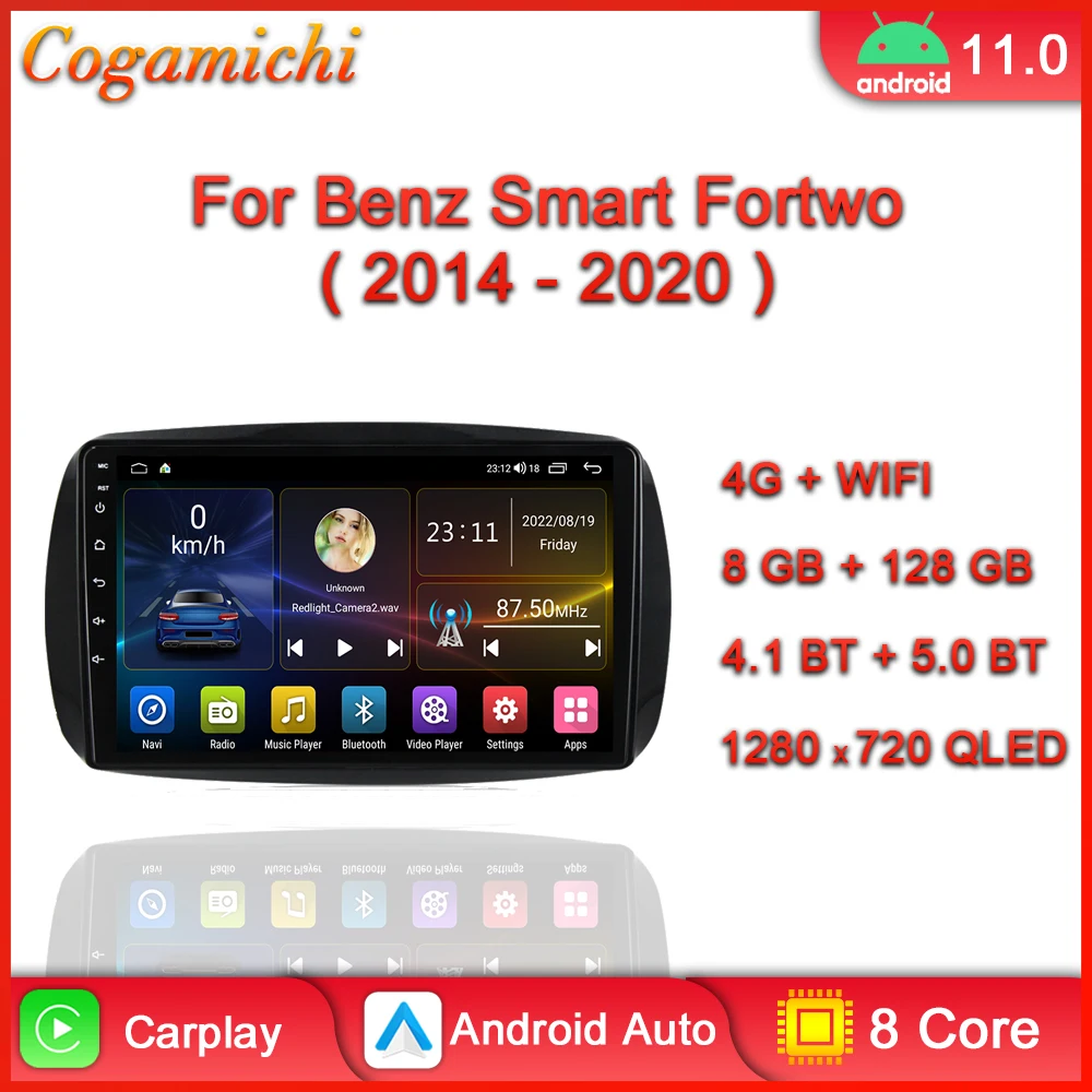 

Car Radio For Mercedes Smart 453 Fortwo 2014 - 2020 Android Multimedia Player Navigation GPS Carplay Touch Screen Auto Stereo