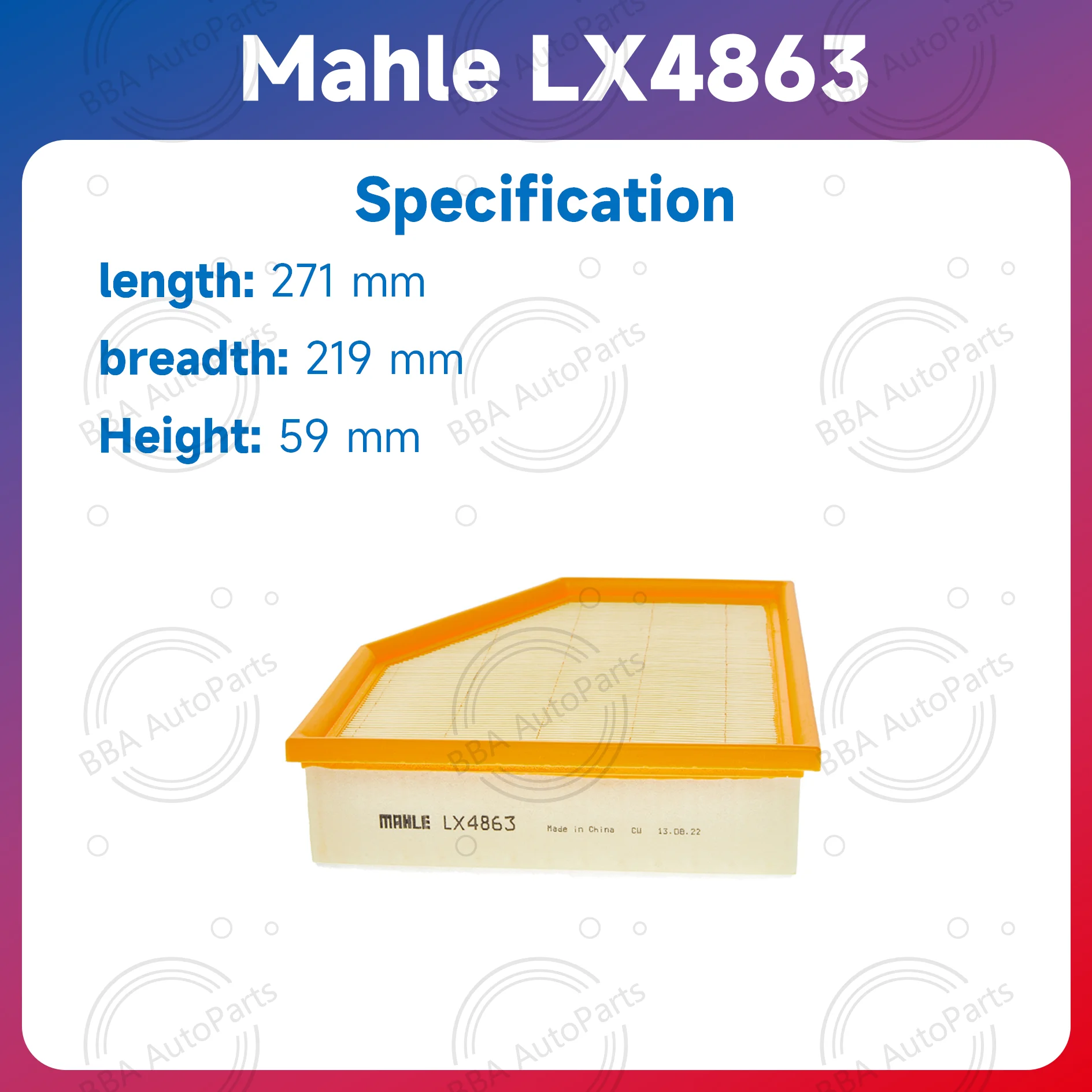 Mahle LX4863 LX5328 air filter for BMW 525i 530i 530Li 530Li 540i 730Li 740i 840i GT X3 with OE 13718577171 13718577170