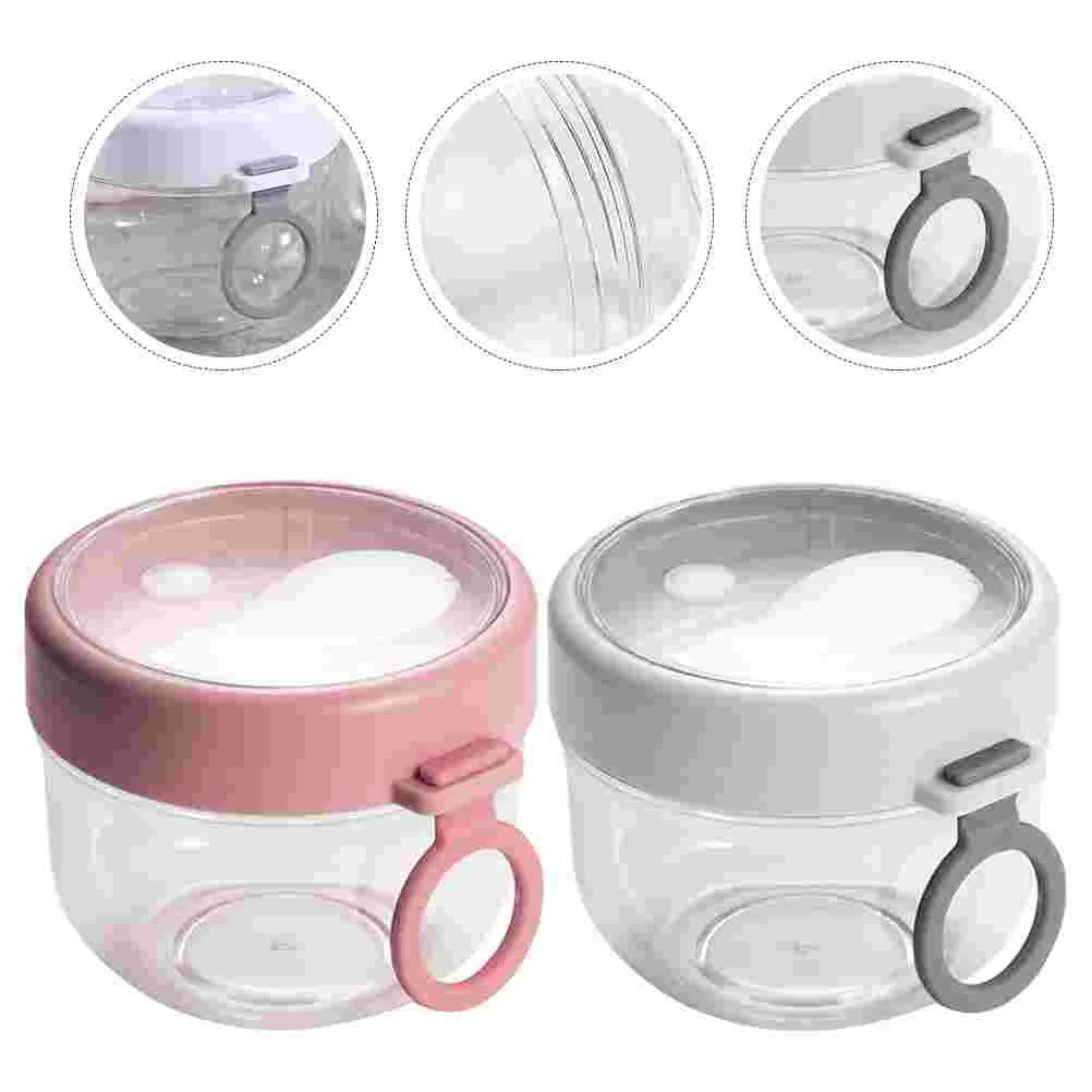 

2pcs Lidded Oatmeal Cup Overnight Sealed Breakfast Containers with Spoons