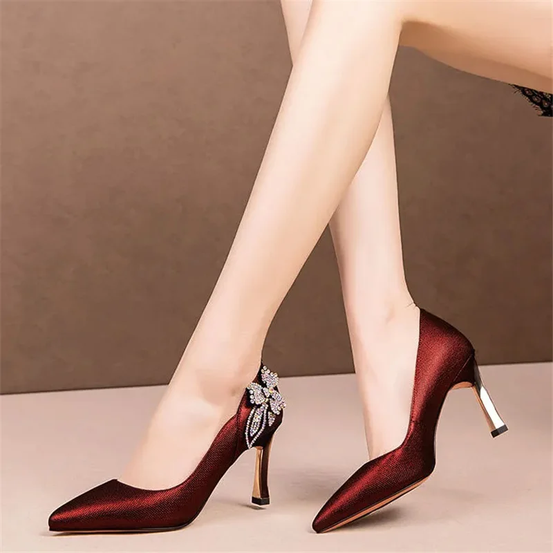 Cresfimix Zapatos De Mujer Fashion Sweet European Elegant High Quality Crystal Stiletto Heels for Sexy Party Women Pumps A1071