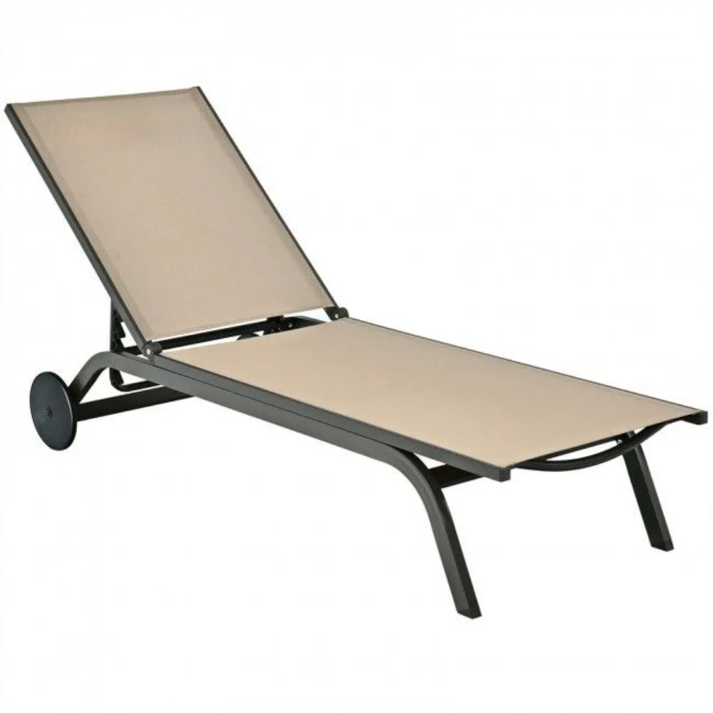 6-Position Adjustable Fabric Outdoor Patio Recliner Chair, for Poolside, Beach, Yard, Balcony, Pool Lounge Chairs 6