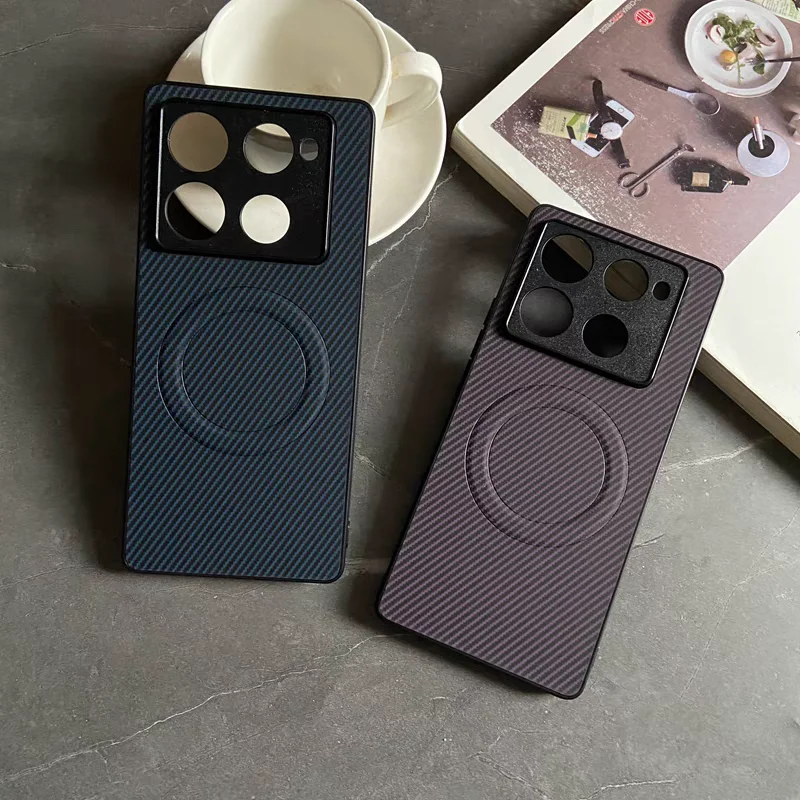 Carbon Fiber Leather Magnetic Wireless Charging Case