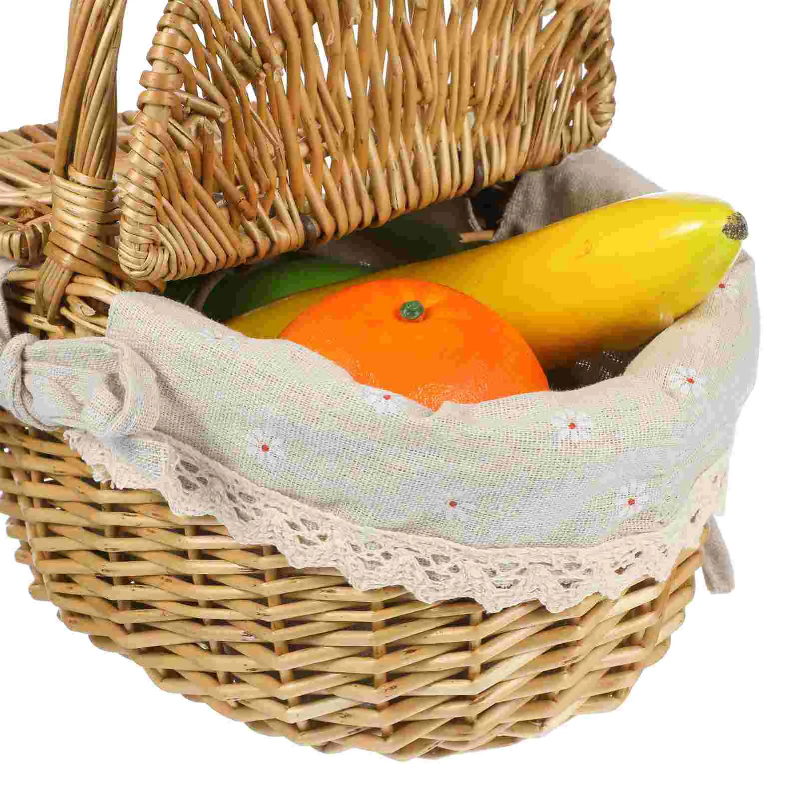 Handwoven Rattan Picnic Basket Storage Baskets Wicker Weaving Basket Bread Tray Fruit Basket Vegetable Basket Home Storage 3