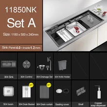  Nanometer Kitchen Sink Handmade Sink 4mm Thickness 240mm Depth Large Size Single Kitchen Sink With Drain Plate Sinks 
