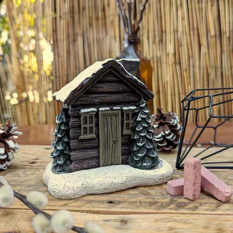 

Log Cabin Snowy Incense Cone Burner, Christmas Chimney Cottage Incense Burner,Aromatherapy Ornament,Room Incense Durable