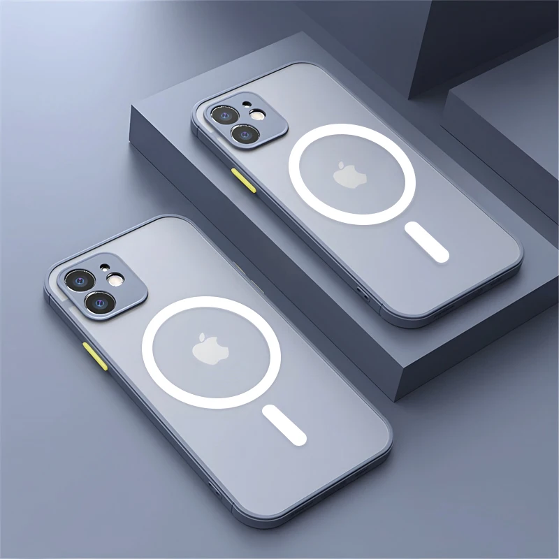thumbnail image 1 of Funda magnética mate Magsafe para iPhone 15, 14, 11, 13, 12 Pro Max Plus, accesorios de protección para teléfono con carga inalámbrica de lujo, 1 of 5