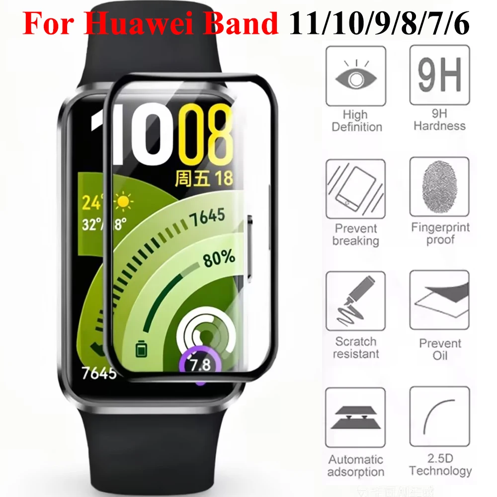 1-3PCS 화웨이 밴드 11 프로 10 9 8 7 6 용 곡선형 소프트 보호 유리 화웨..