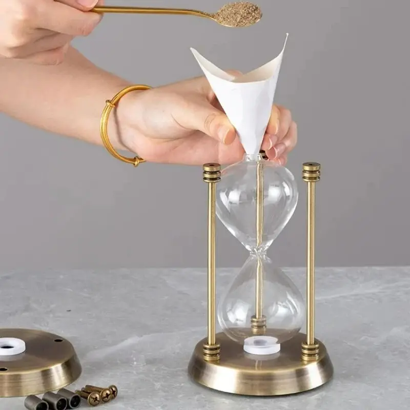 European Retro Empty Hourglass Sand Watch Metal Sand Glass Timer DIY Home Office Decorations-hold sand from beaches and deserts sand timer
