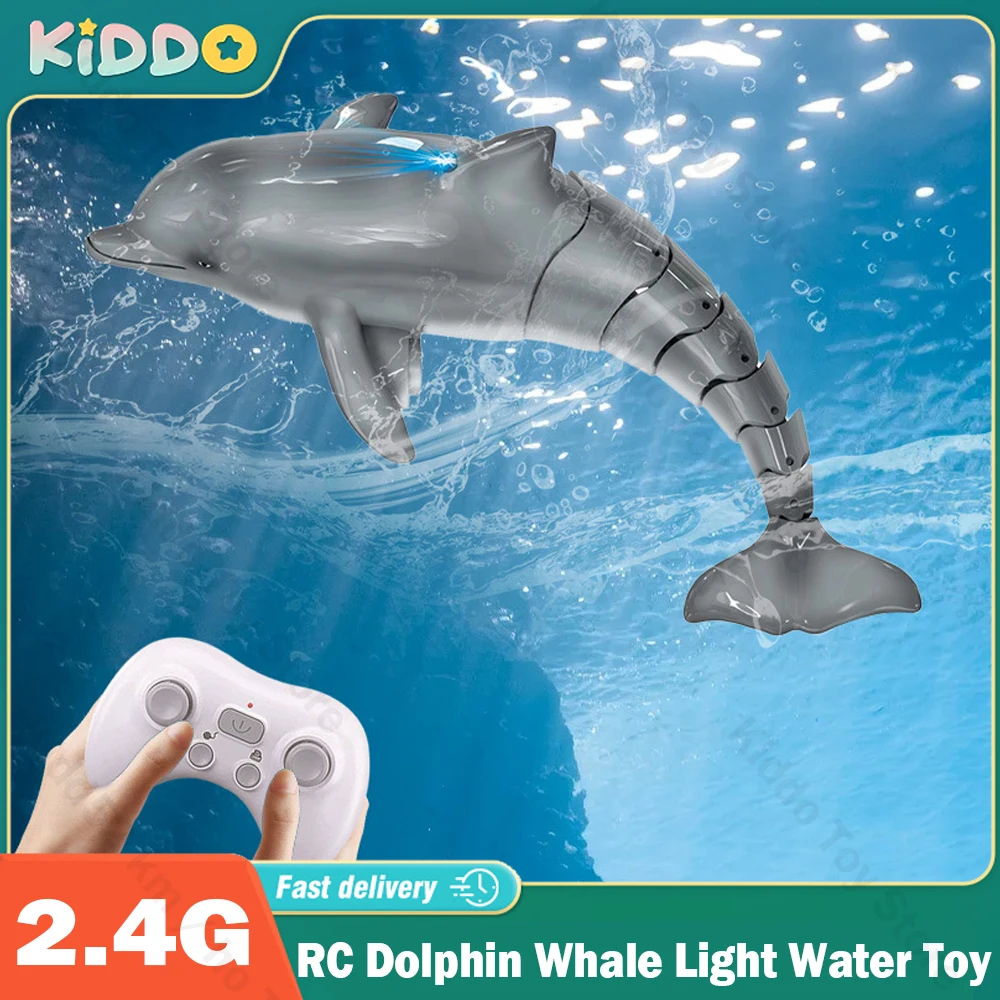 RC Dolphin Whale Spray Water Toy 2.4G Remote Control Shark Animal Water Boat Ship Robots Fish Electric Toys for Kids Xmas Gifts 2