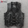 PFHQ 2023 Spring Trendy Men's Motorcycles Waistcoat Stylish Leather Jacket High Quality PU Punk Sleeveless Vest Coat Clothes New 1