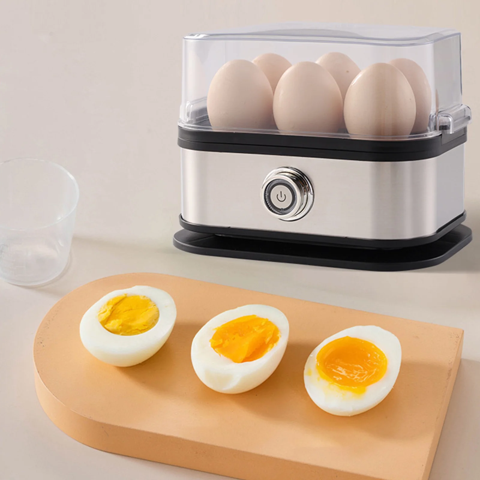 Electric Egg Cooker with Auto Shut-Off Vegetable Steamer 6-Egg Capacity Food Steamer for Home Kitchen