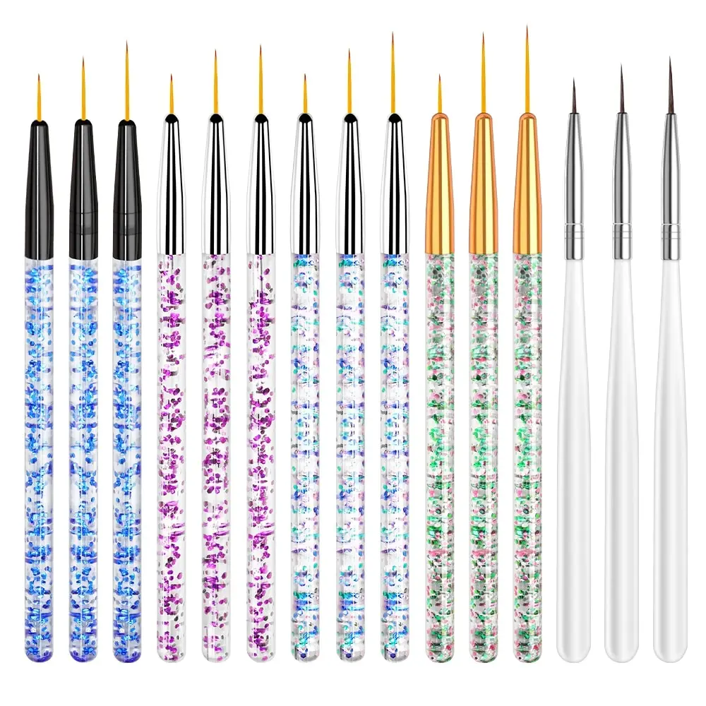 Nail Art Liner Brush Acrylic DIY French Stripe Thin Line Painting Drawing Flower Pen Gel UV Polish Manicure Tools 3Pcs