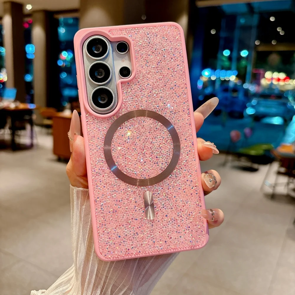 Diamond Magnetic Shockproof TPU Case with Bling Glitter and Soft Bumper