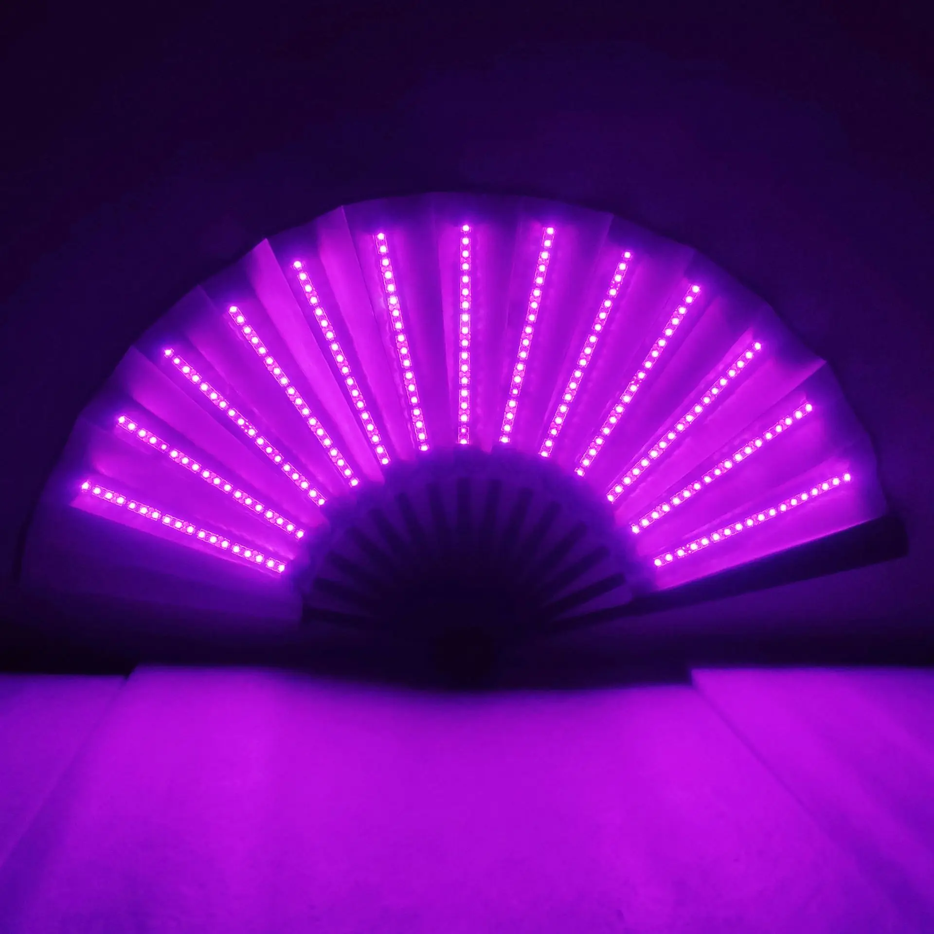 Foldable Hand Fan Stage Led Luminous Fluorescent Props Festival Performance Battery Fan Birthday Party Gift Dj Bar Club Decor