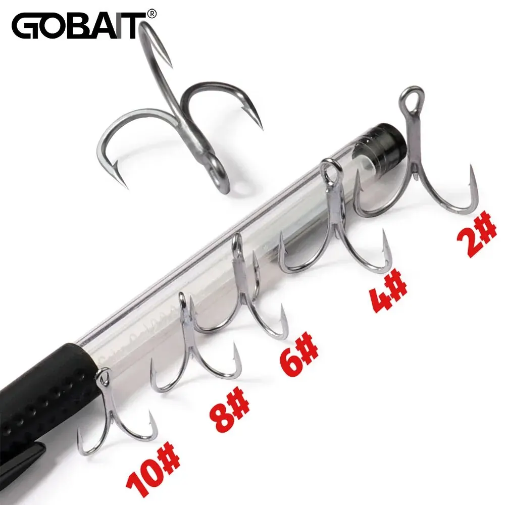 Hameçons triple GOBAIT 20 pièces acier carbone aiguisés 2 à 10 pour pêche - Nickelé anti-rouille