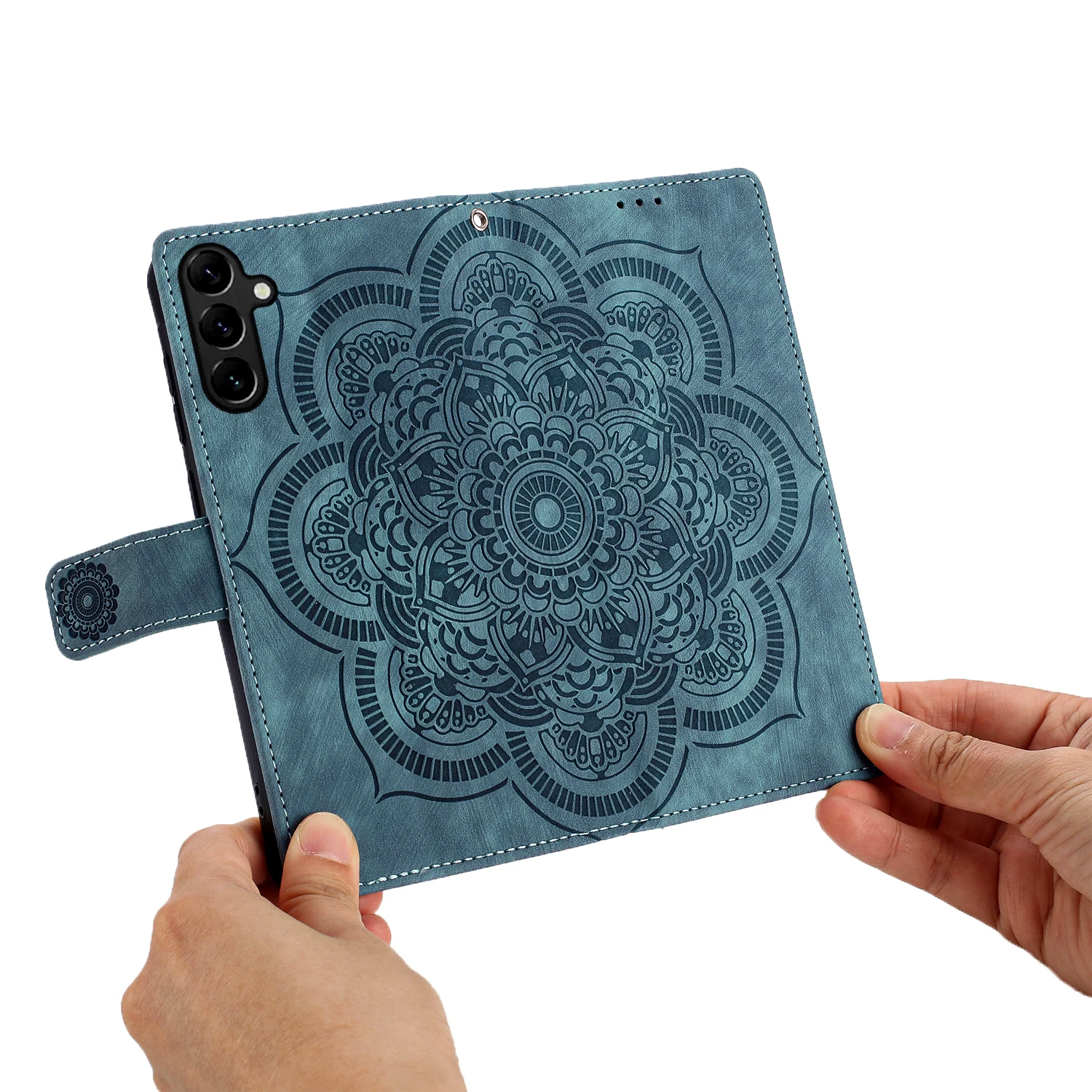Elegant 3D Flower Leather Phone Wallet Case Cover
