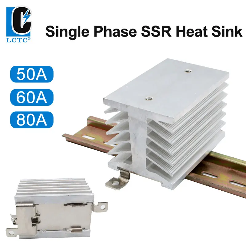 

New Aluminum Heat Sink DIN Rail Mounted For Single Solid State Relay40A 50A 60A 80A SSR Raditor