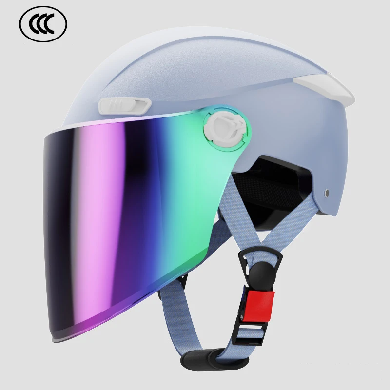 thumbnail image 1 of Casco de seguridad unisex para motocicleta, con una sola lente desmontable, anticaídas y duradero, 1 of 5