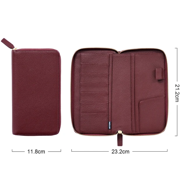 Moterm Genuine Pebbled Grain Leather A5 Zip Cover With Back Pocket Cowhide  Planner Zipper Organizer Agenda Journal Diary 