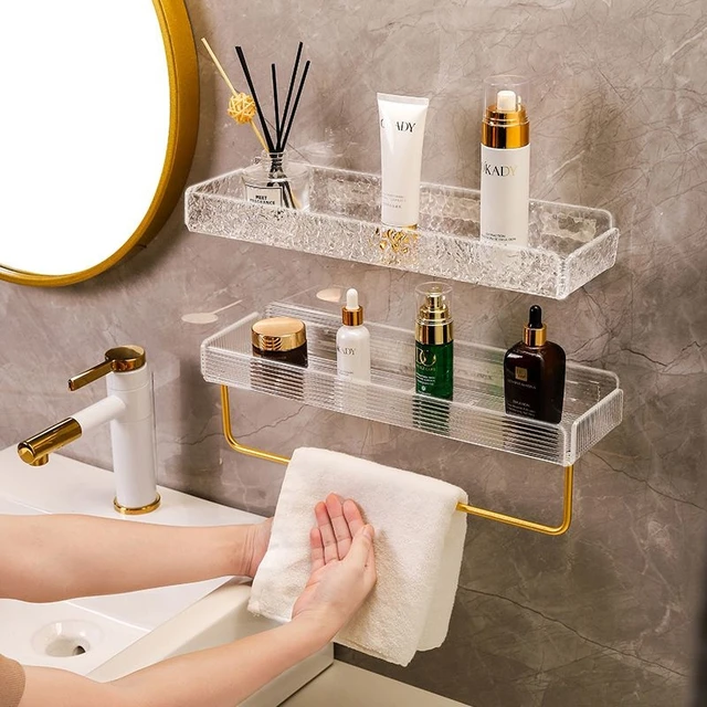 1/2 Set Bathroom Shelves Self-adhesive Corner Shelves Bathroom Towel  Organizer Bathroom Finishing Accessories - Bathroom Shelves - AliExpress