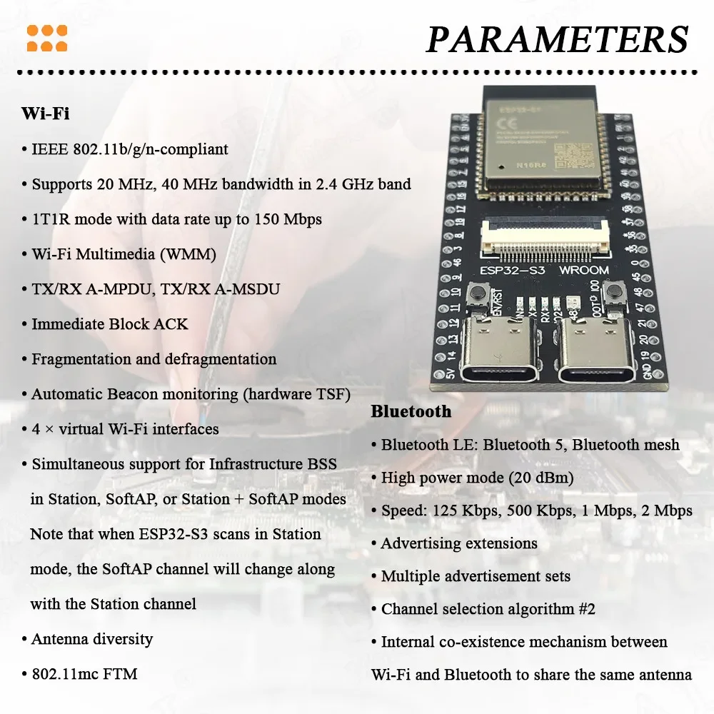 캠 개발 보드 2.4G 와이파이 BT 카메라 모듈, OV2640 OV5640, 8MB PSRAM, 16MB 플래시 ESP32-S3WROOM N16R8, ESP32 S3 N16R8