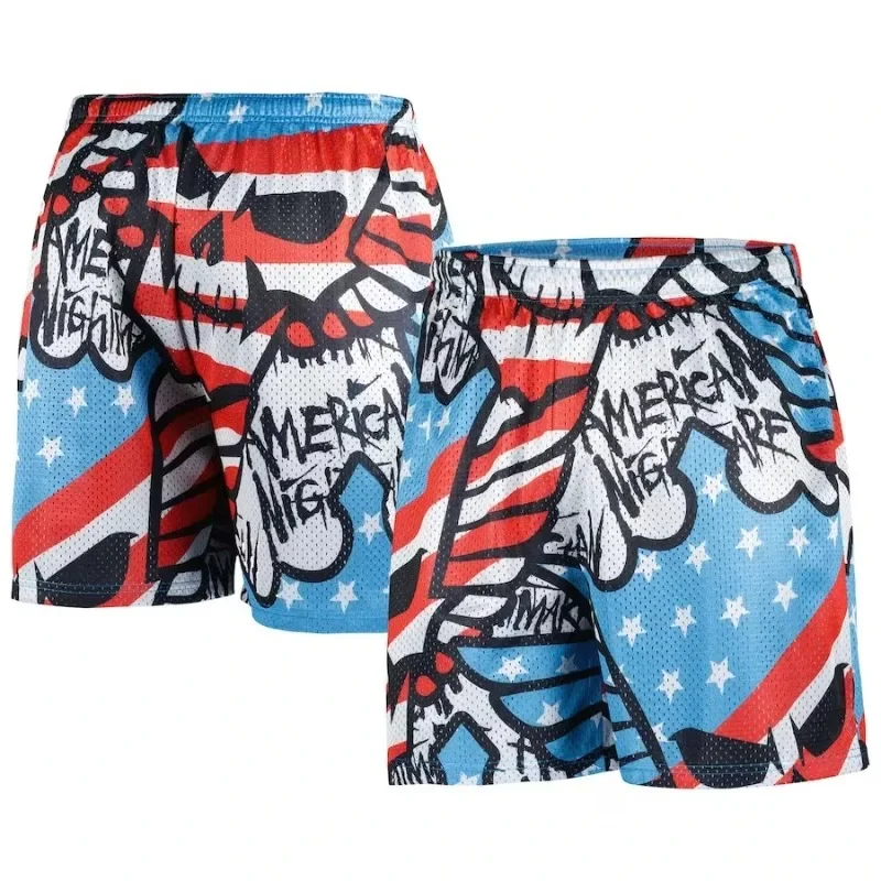 2024 Hot Selling Men's Shorts 3D Printed Black Red Retro Loose Casual Quick Drying Fashion Beach Adult Children's Shorts 2