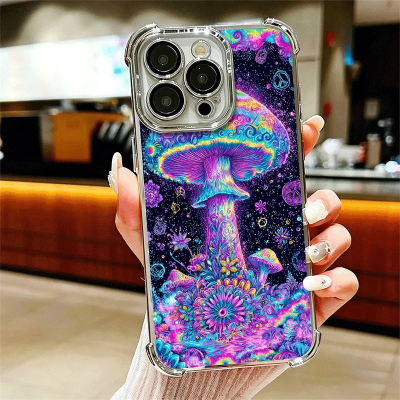 Psychedelic Mushroom Plating Anti-Fall Soft Phone Case