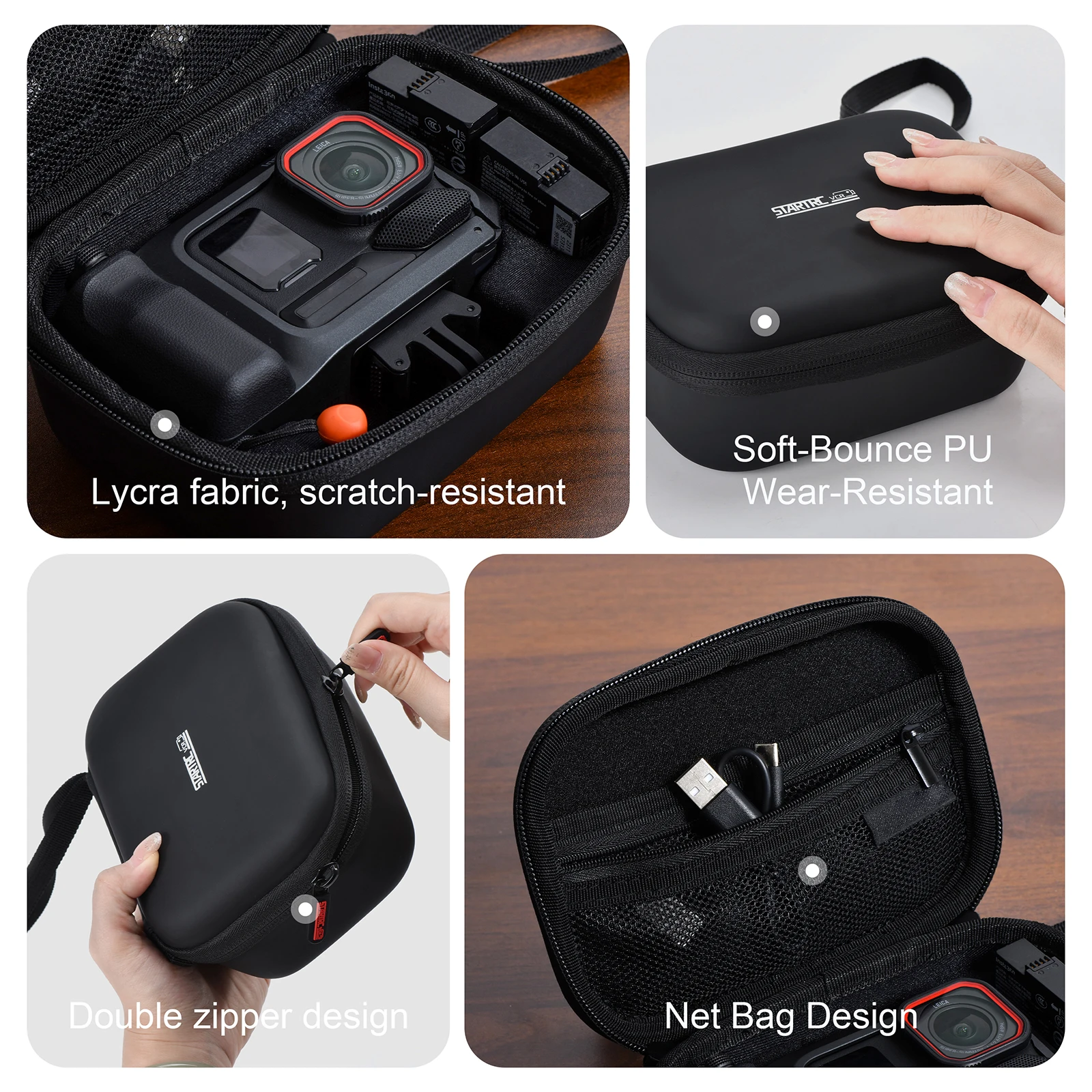 Étui de transport rigide pour Insta360 Ace Pro 2 - Noir, PU, Antichoc