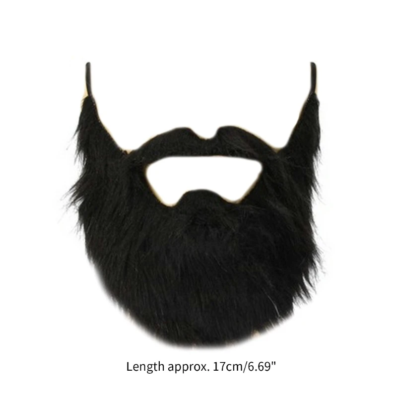 2 Barbe Finte Per Costumi - Peluche Autoadesivo Per Halloween, Natale E Feste, Colore Marrone