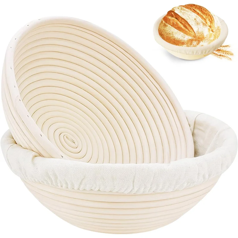 Durable Bread Protection Basket, Dough Protection Basket Round Handmade Rattan Basket, Handmade Bread Making Kit 23X8cm