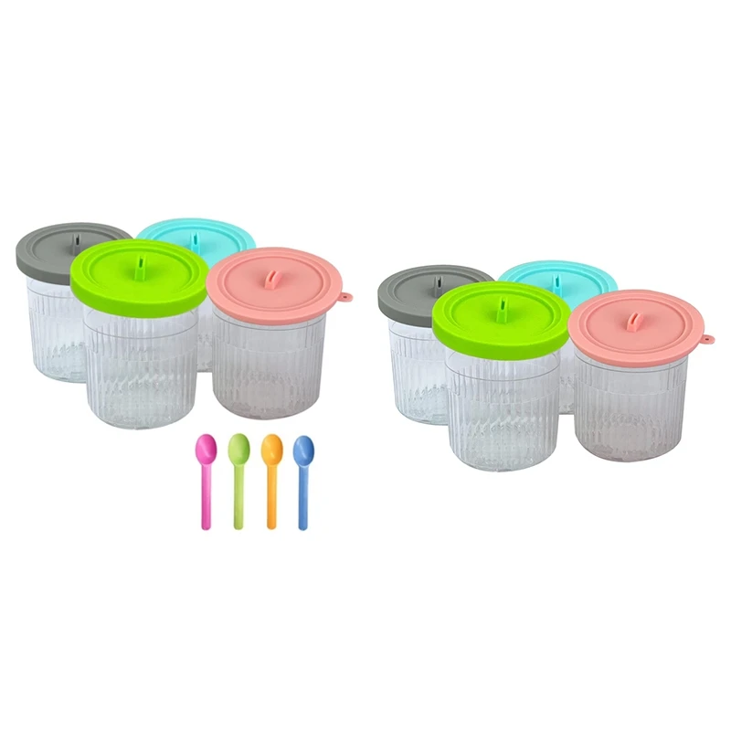 4PCS Ice Cream Pints And Lids For Ninja Creami NC301 NC300 NC299AMZ Series Ice  Cream Storage Containers Food Freezer Accessories - AliExpress