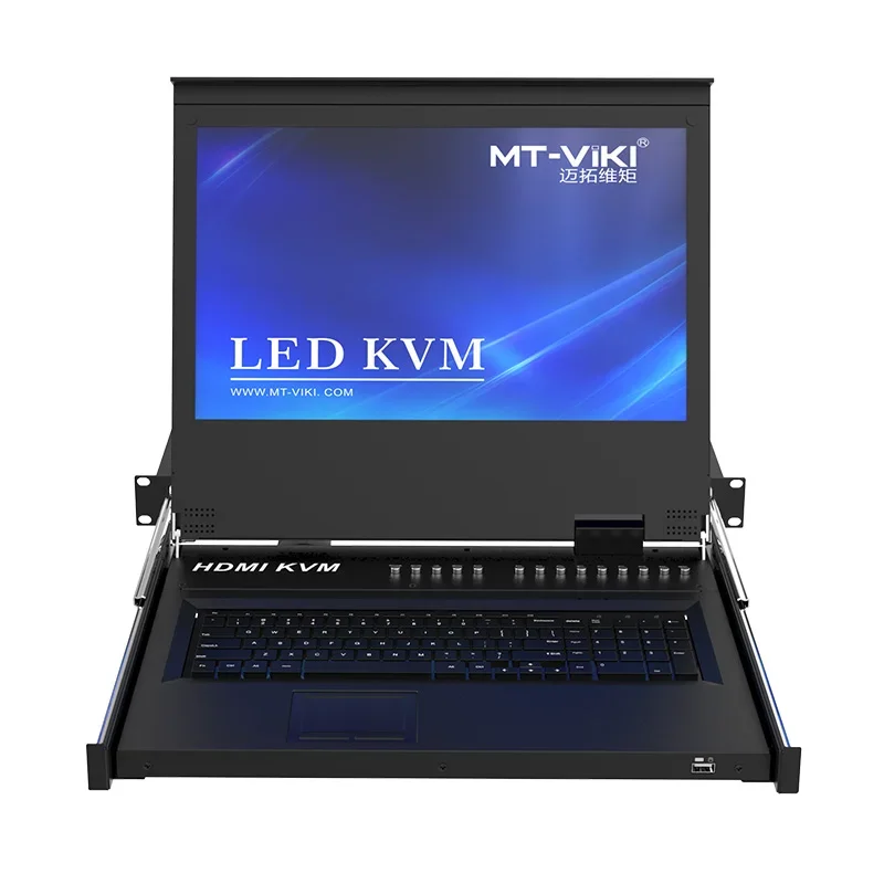 Фото 17,3 дюйма светодиодный HDMI KVM консоль 8 портов, Φ 1920*1080 KVM ящик для 1U 19 дюймов серверная стойка, 3,5-дюймовый LCD HDMI KVM переключатель №3