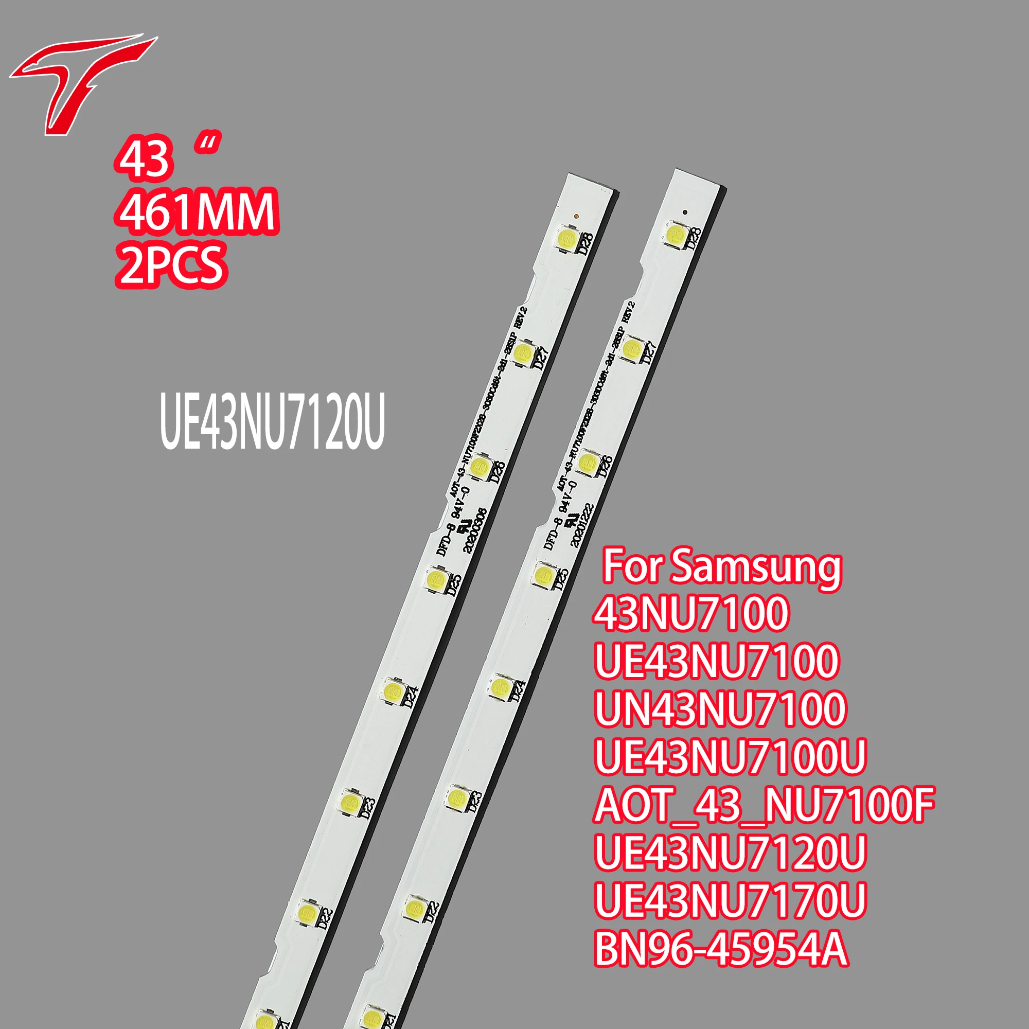 แถบไฟแบคไลท์ LED สำหรับ UE43NU7100ซัมซุง43NU7100 UN43NU7100 UE43NU7100U ...