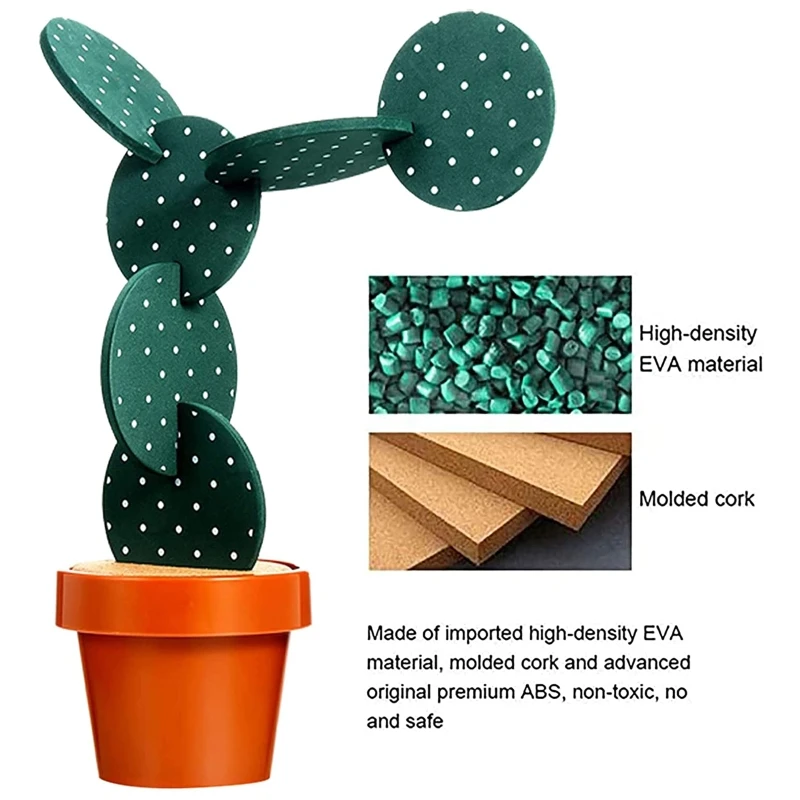 Cactus Shaped Coasters Cactus DIY Coasters Round Cup Coasters Table Decoration Heat Insulation Non Slip Creative Cup Pad E7CB